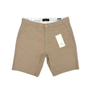NWT Scotch & Soda Mens 32 Stuart Regular Slim-Fit Shorts Beige Classic Tailored